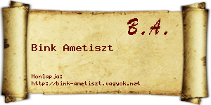 Bink Ametiszt névjegykártya